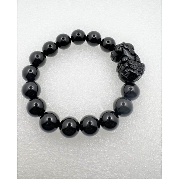 Tiger Eye or Black Obsidian Pixiu Bracelet - Your Choice - Stretch - Picture 3 of 10